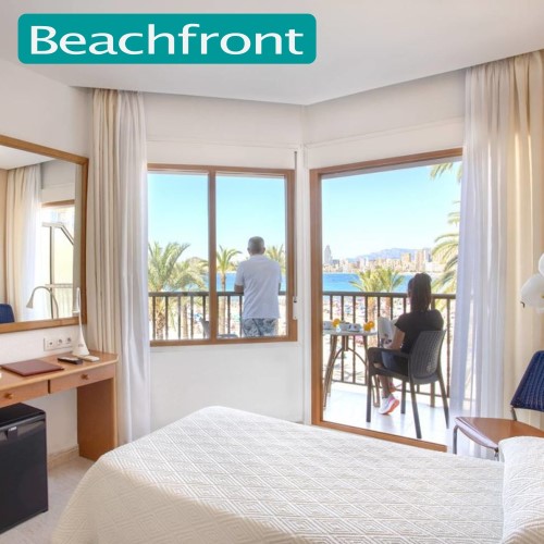 Colon beach hotel in Benidorm overlooks the harbour and beach on the old town