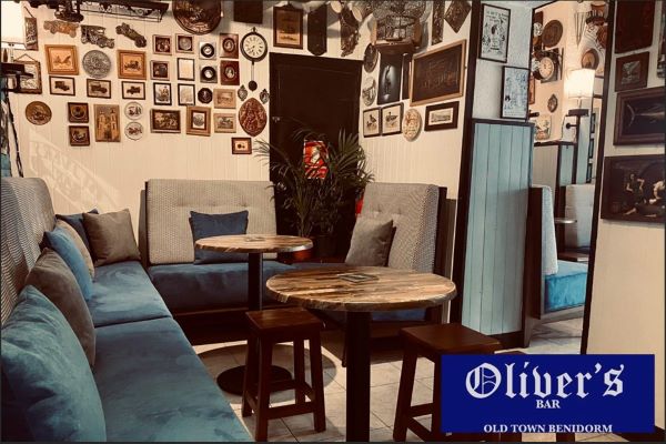 Oliver´s Bar and terrace in Benidorm old town. Popular mixed gay  bar